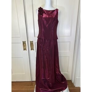 Vtg. Y2K Scott McClintock 2 Piece Formal Prom Dress Womens Size 10 Burgundy
